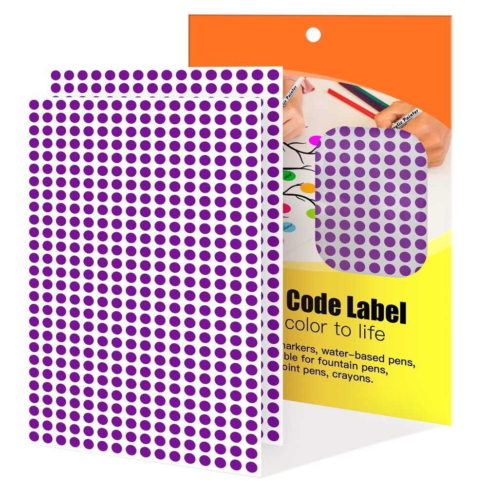 6648 0.25 Inch Purple Color Coding Stickers Dot,4200 PCS Small Round Circle